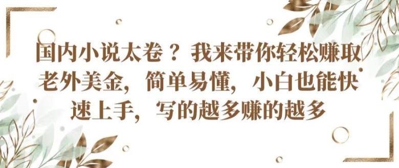 国内小说太卷 ?带你轻松赚取老外美金，简单易懂，小白也能快速上手，写的越多赚的越多【揭秘】-89网创