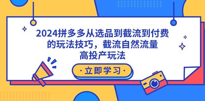 2024拼多多从选品到截流到付费的玩法技巧，截流自然流量玩法，高投产玩法-89网创