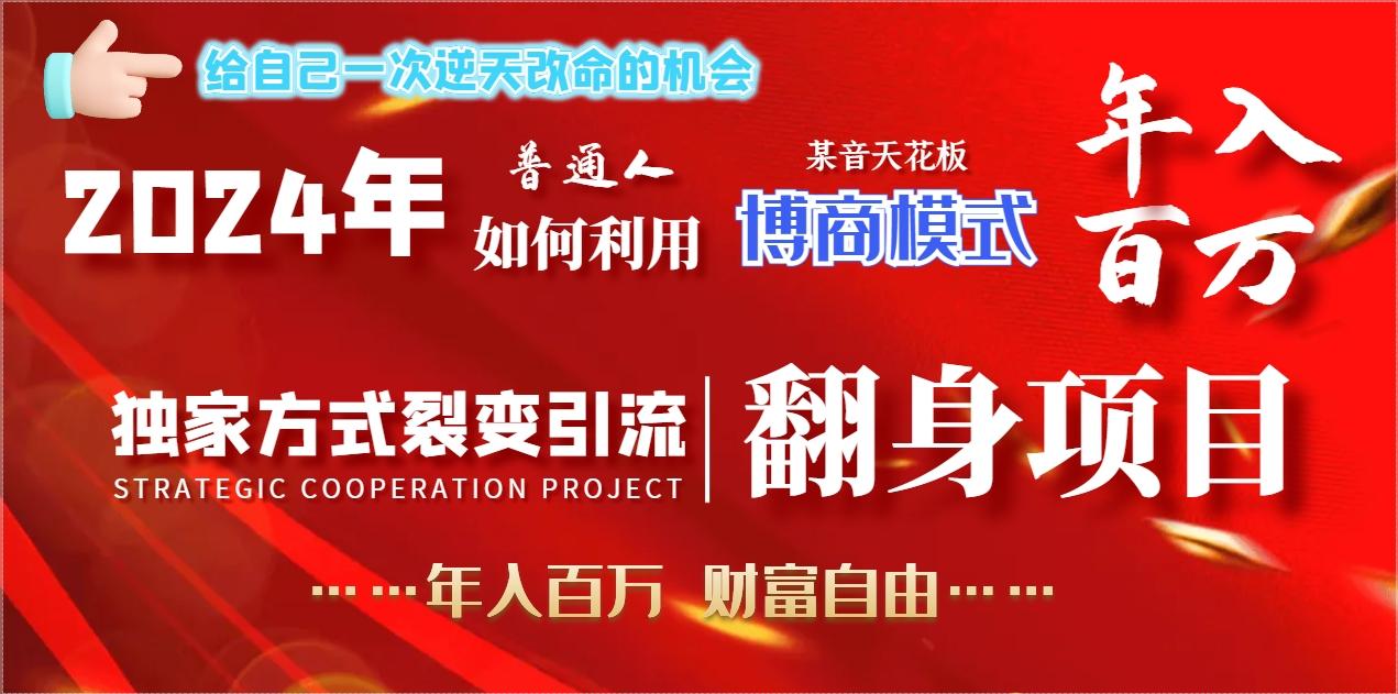 2024年普通人如何利用博商模式做翻身项目年入百万，财富自由-89网创