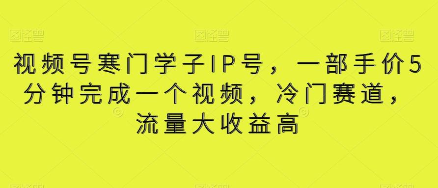视频号寒门学子IP号，一部手价5分钟完成一个视频，冷门赛道，流量大收益高【揭秘】-89网创