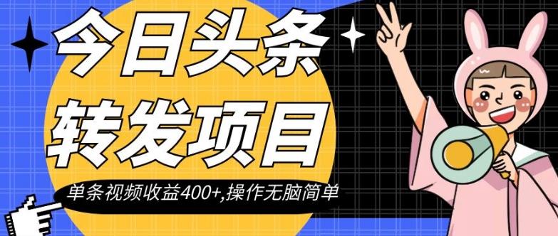 今日头条转发项目，单条视频收益400+,操作无脑简单【揭秘】-89网创