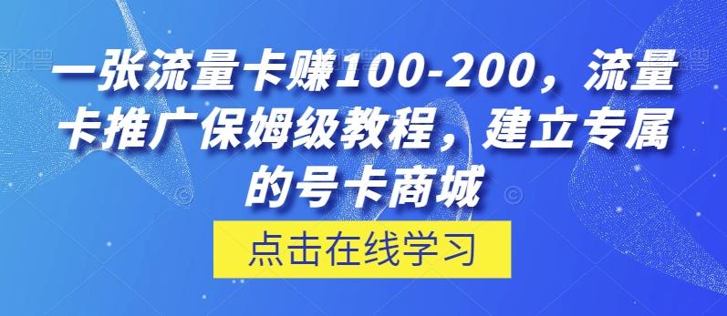 一张流量卡赚100-200，流量卡推广保姆级教程，建立专属的号卡商城-89网创