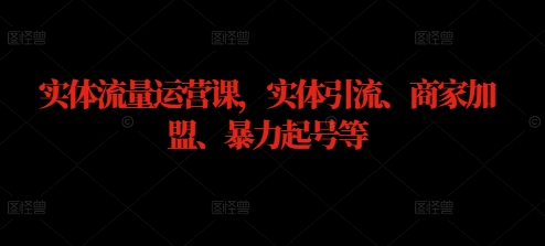 实体流量运营课，实体引流、商家加盟、暴力起号等-89网创
