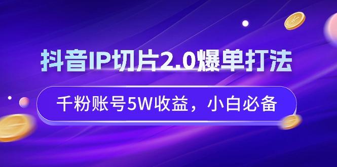 抖音IP切片2.0爆单打法，千粉账号5W收益，小白必备-89网创