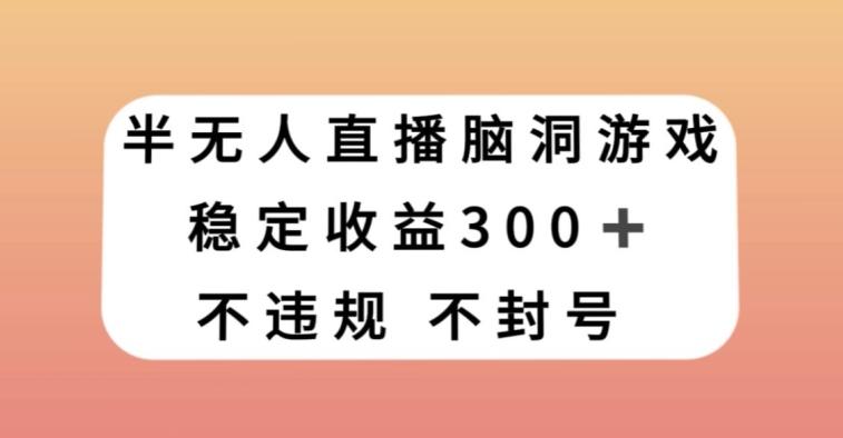 半无人直播脑洞小游戏，每天收入300+，保姆式教学小白轻松上手【揭秘】-89网创