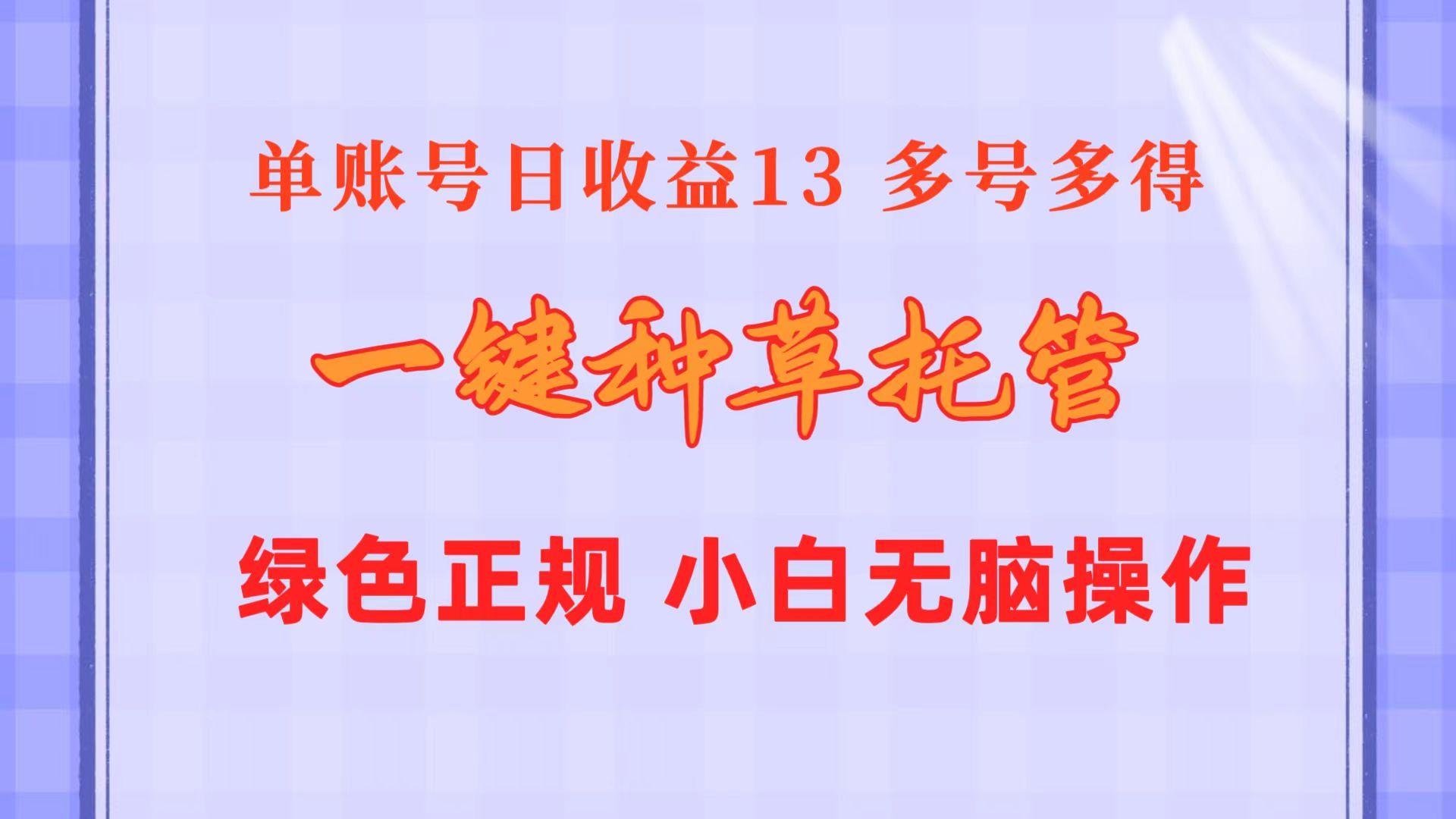 一键种草托管 单账号日收益13元  10个账号一天130  绿色稳定 可无限推广-89网创