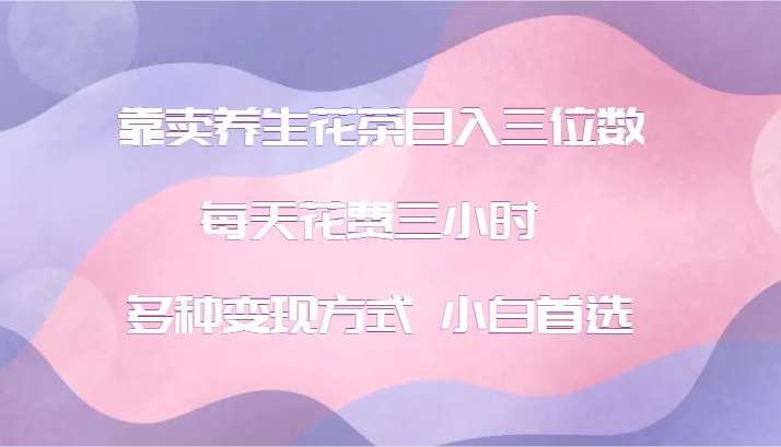 靠卖养生花茶日入三位数，每天花费三小时 多种变现方式 小白首选-89网创