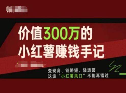 价值300万的小红书赚钱手记，变现高、链路短、轻运营，这波“小红薯风口”不能再错过-89网创