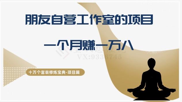 十万个富翁修炼宝典之16.朋友自营工作室的项目，一个月赚一万八-89网创