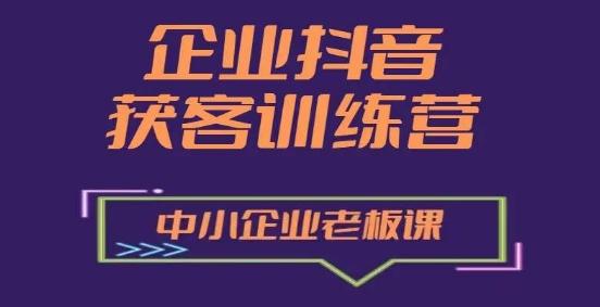 企业抖音营销获客增长训练营，中小企业老板必修课-89网创