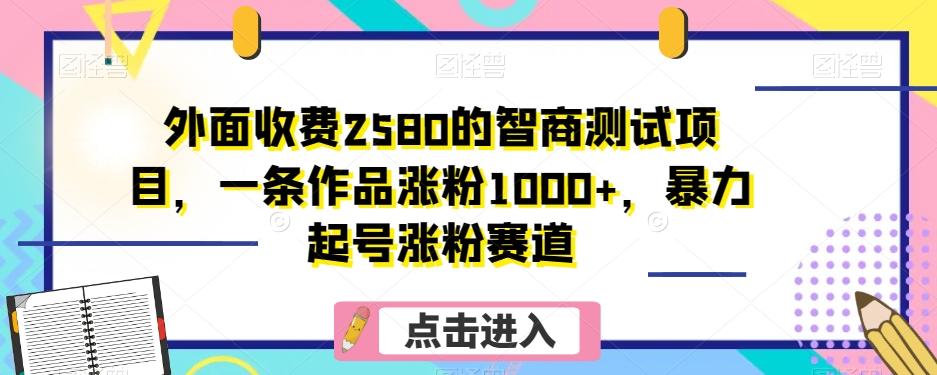 外面收费2580的智商测试项目，一条作品涨粉1000+，暴力起号涨粉赛道【揭秘】-89网创