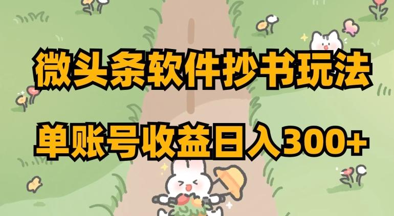 微头条软件抄书玩法，单账号收益日入300+【揭秘】-89网创