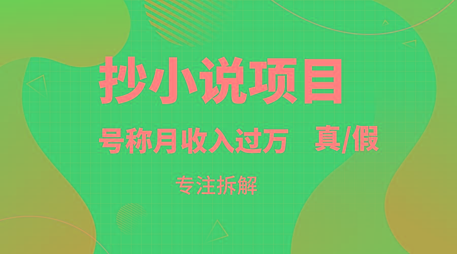 抄小说项目，号称月入过万，到底是否真实，能不能做，详细拆解-89网创