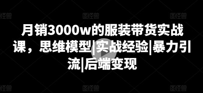 月销3000w的服装带货实战课，思维模型|实战经验|暴力引流|后端变现-89网创