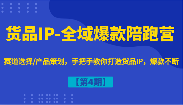 货品IP-全域爆款陪跑营【第4期】赛道选择/产品策划，手把手教你打造货品IP，爆款不断-89网创
