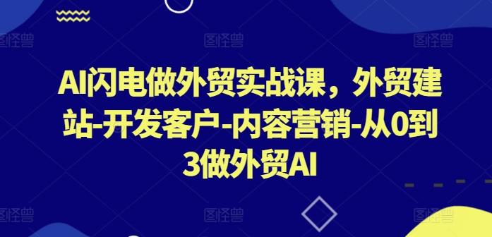 AI闪电做外贸实战课，​外贸建站-开发客户-内容营销-从0到3做外贸AI-89网创