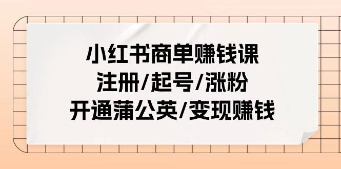 小红书商单赚钱课：注册/起号/涨粉/开通蒲公英/变现赚钱(25节课)-89网创