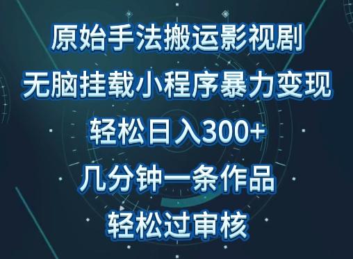 原始手法影视搬运，无脑搬运影视剧，单日收入300+，操作简单，几分钟生成一条视频，轻松过审核【揭秘】-89网创