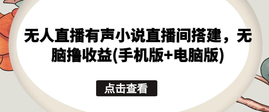 无人直播有声小说直播间搭建，无脑撸收益(手机版+电脑版)-89网创
