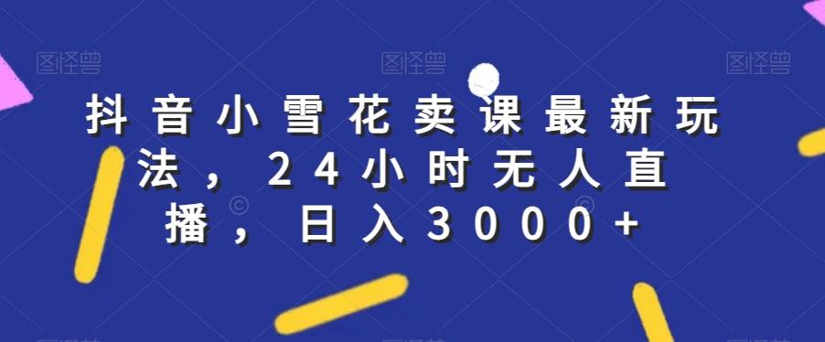 抖音小雪花卖课最新玩法，24小时无人直播，日入3000+【揭秘】-89网创