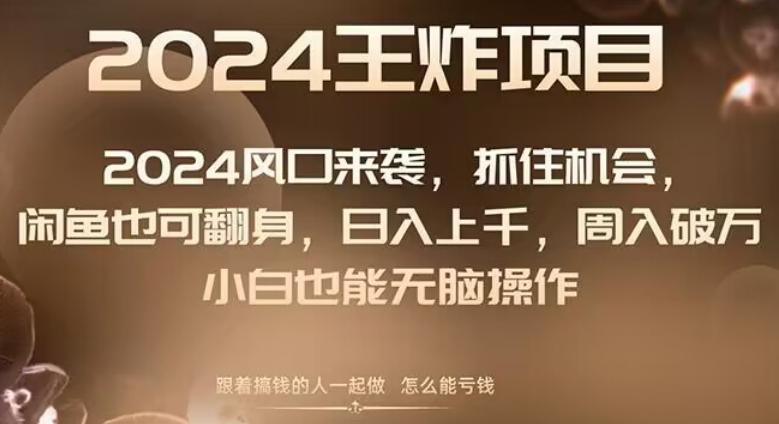 2024风口项目来袭，抓住机会，闲鱼也可翻身，日入上千，周入破万，小白也能无脑操作-89网创