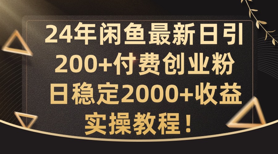 24年闲鱼最新日引200+付费创业粉日稳2000+收益，实操教程【揭秘】-89网创
