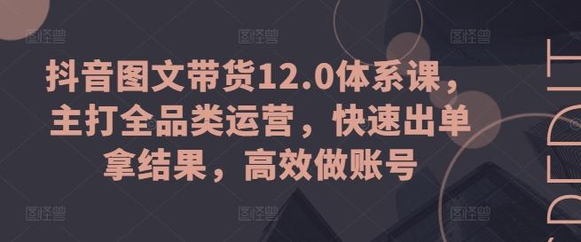 抖音图文带货12.0体系课，主打全品类运营，快速出单拿结果，高效做账号-89网创