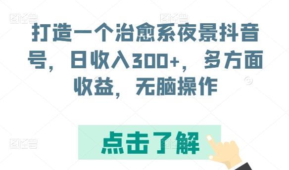 打造一个治愈系夜景抖音号，日收入300+，多方面收益，无脑操作【揭秘】-89网创
