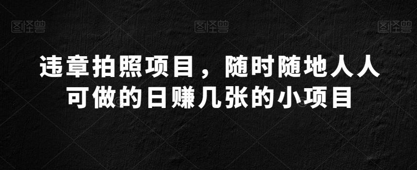 违章拍照项目，随时随地人人可做的日赚几张的小项目-89网创