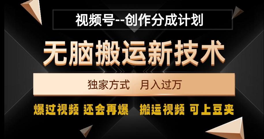 视频号无脑搬运新技术，破原创壕流量，独家方式，爆过视频，还会再爆【揭秘】-89网创