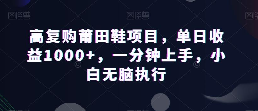 高复购莆田鞋项目，单日收益1000+，一分钟上手，小白无脑执行-89网创