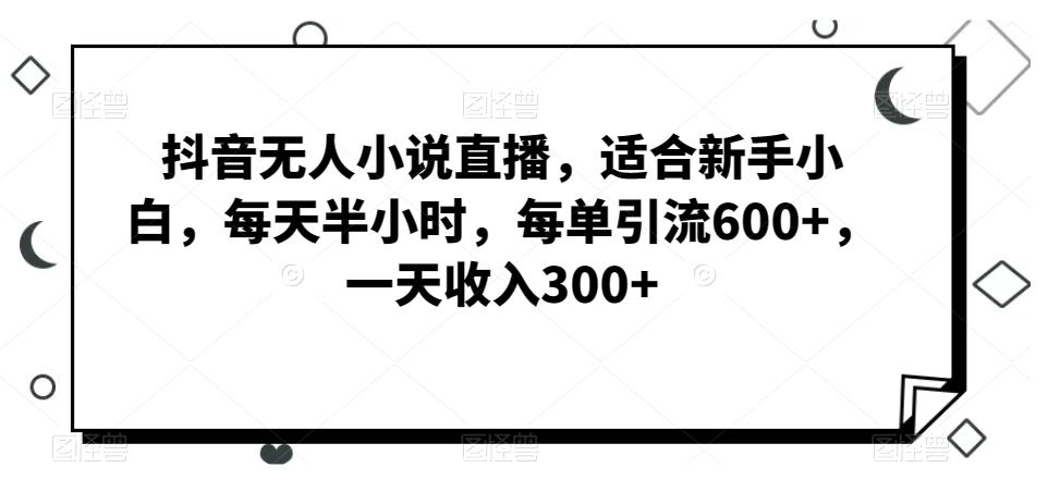 抖音无人小说直播，适合新手小白，每天半小时，每单引流600+，一天收入300+-89网创