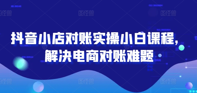 抖音小店对账实操小白课程，解决电商对账难题-89网创