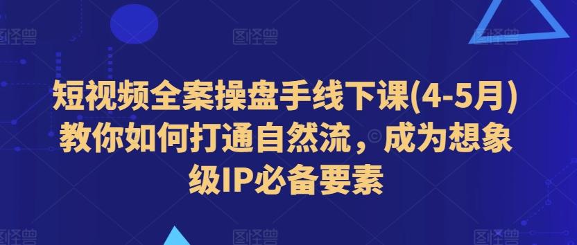 短视频全案操盘手线下课(4-5月)教你如何打通自然流，成为想象级IP必备要素-89网创