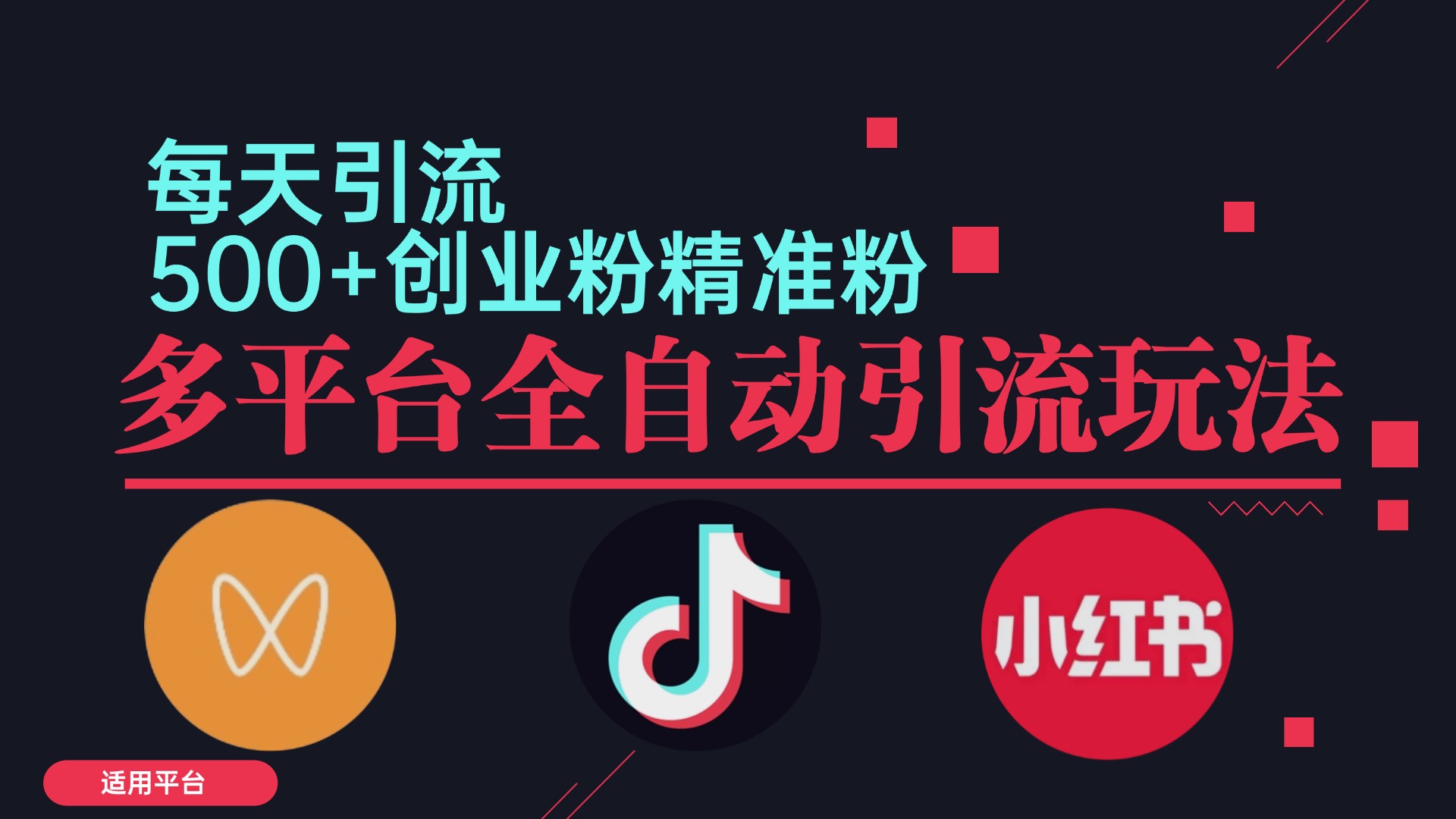 小红书抖音视频号截流自热全平台引流打法，全自动引流【日引2000+精准…-89网创