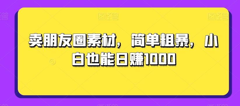 卖朋友圈素材，简单粗暴，小白也能日赚1000-89网创