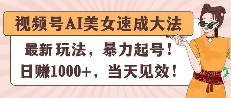 视频号AI美女速成大法，暴力起号，日赚1000+，当天见效-89网创