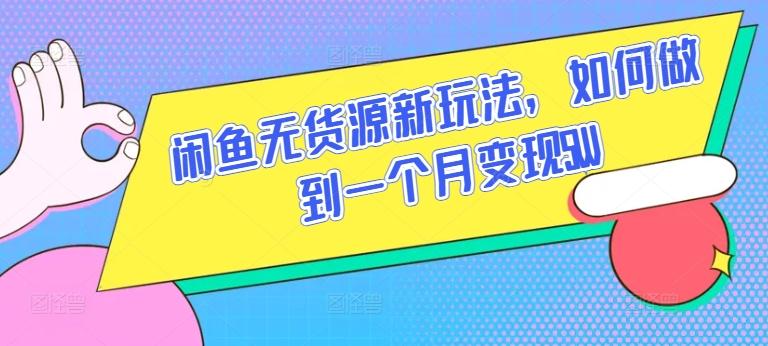 闲鱼无货源新玩法，如何做到一个月变现5W【揭秘】-89网创