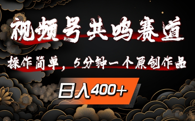 视频号共鸣赛道，操作简单，5分钟1个原创作品，日入几张【揭秘】-89网创