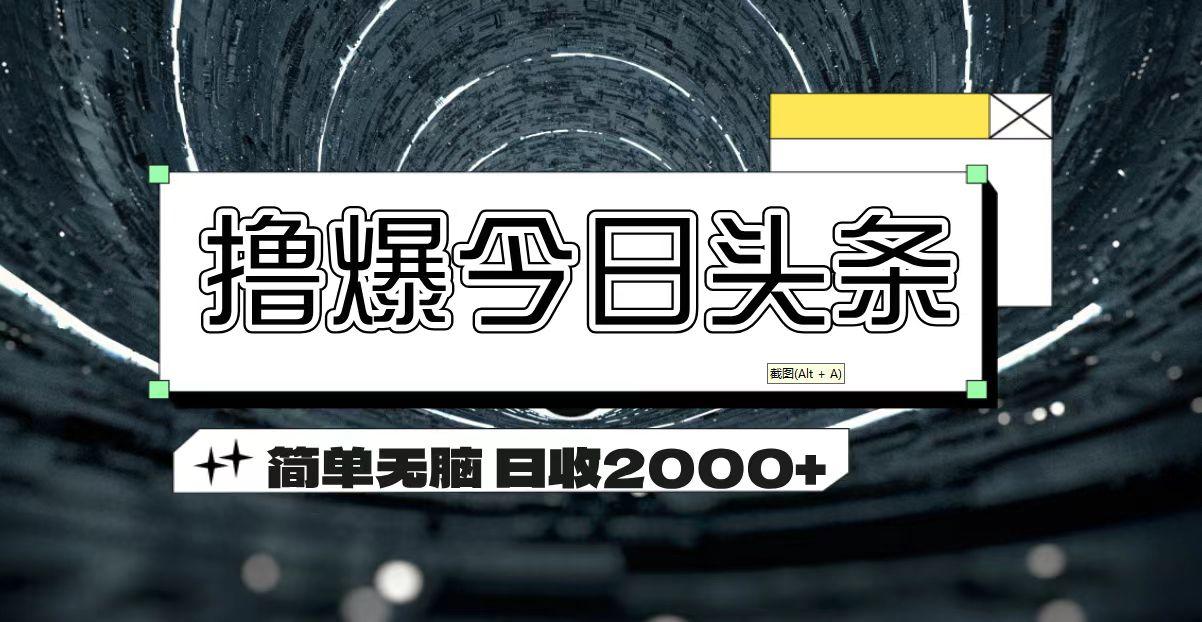 撸爆今日头条 简单无脑操作 日收2000+-89网创