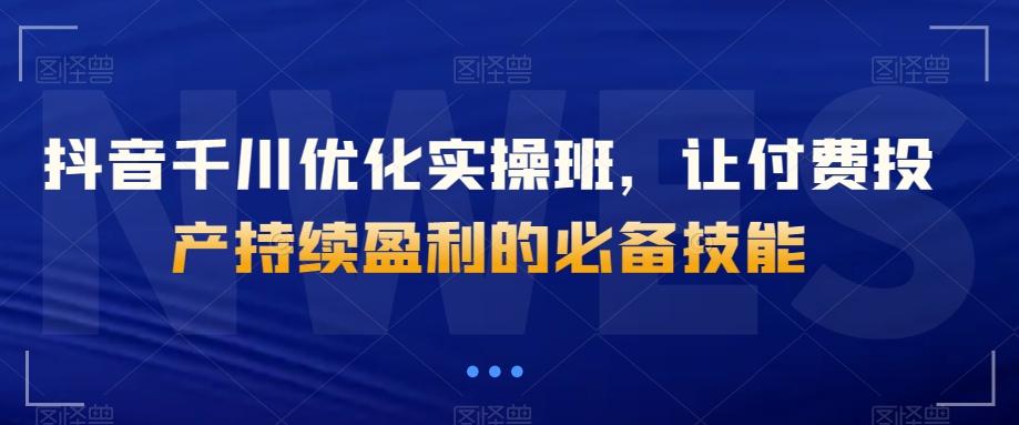 抖音千川优化实操班，让付费投产持续盈利的必备技能-89网创