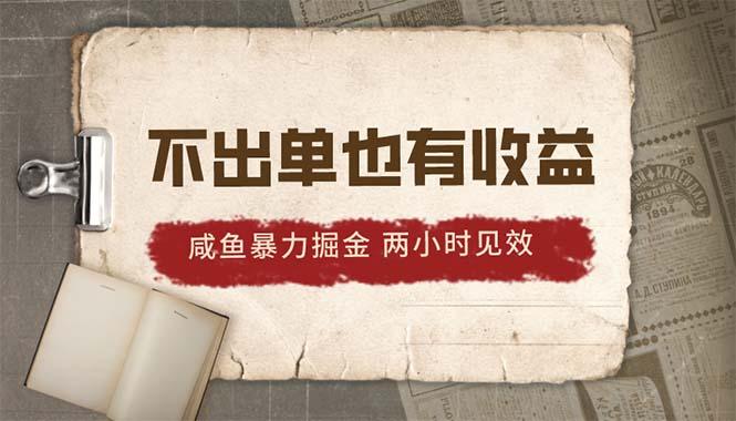 2024咸鱼暴力掘金，不出单也有收益，两小时见效，当天突破500+-89网创