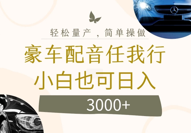 不为人知的暴力小项目，豪车配音，日入几张【揭秘】-89网创