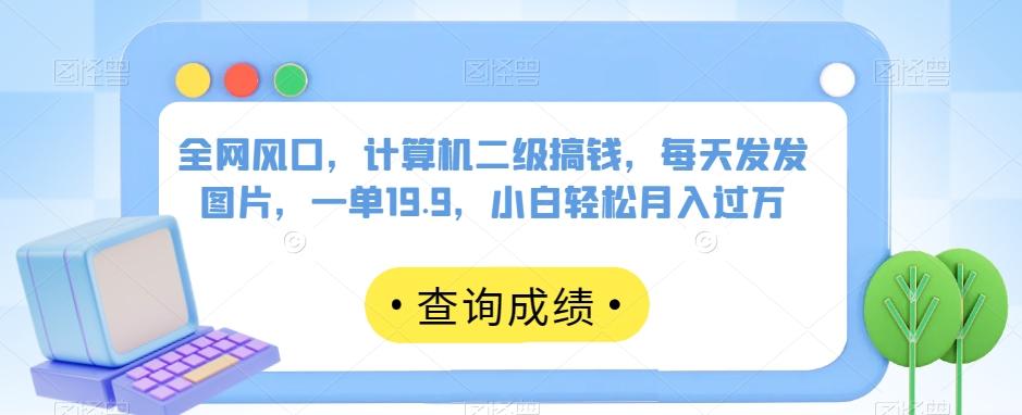 全网风口，计算机二级搞钱，每天发发图片，一单19.9，小白轻松月入过万【揭秘】-89网创