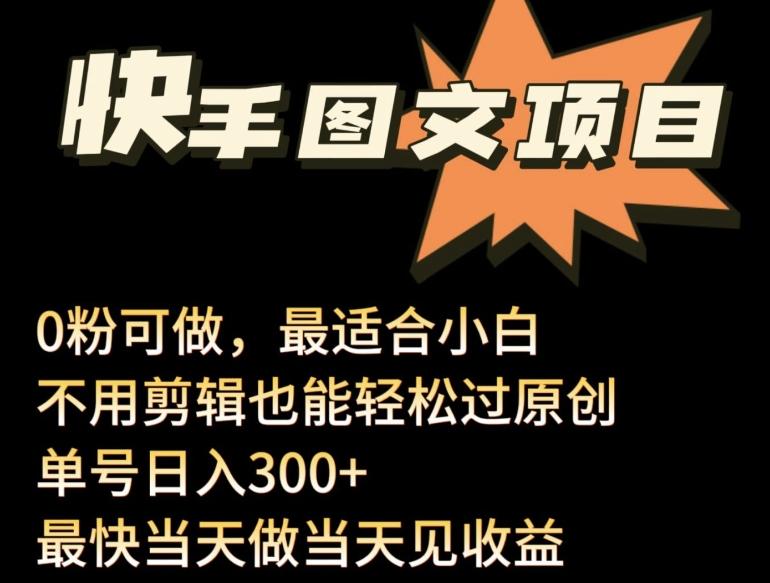24年最新快手图文带货项目，零粉可做，不用剪辑轻松过原创单号轻松日入300+【揭秘】-89网创