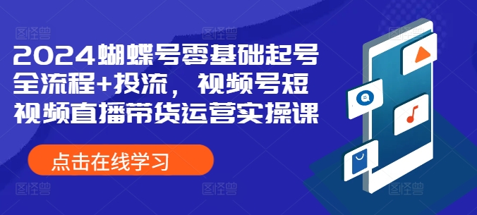 2024蝴蝶号零基础起号全流程+投流，视频号短视频直播带货运营实操课-89网创