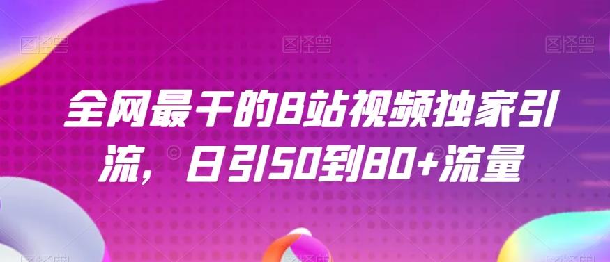 全网最干的B站视频独家引流，日引50到80+流量【揭秘】-89网创