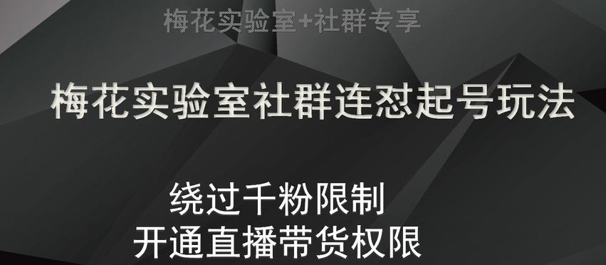 梅花实验室社群连怼起号玩法，视频号绕过千粉限制，开通直播带货权限【揭秘】-89网创