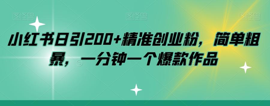 小红书日引200+精准创业粉，简单粗暴，一分钟一个爆款作品【揭秘】-89网创