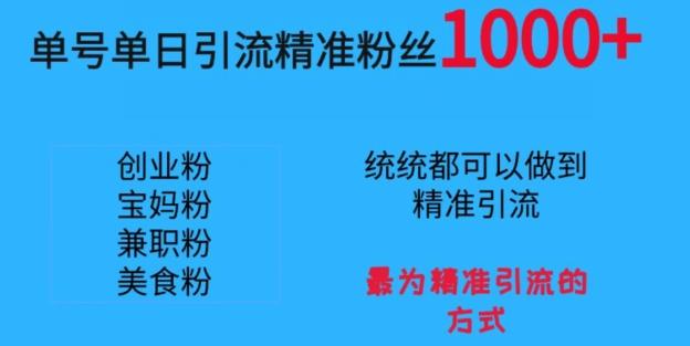 单号单日引流精准粉丝1000+，最为精准引流的方式-89网创